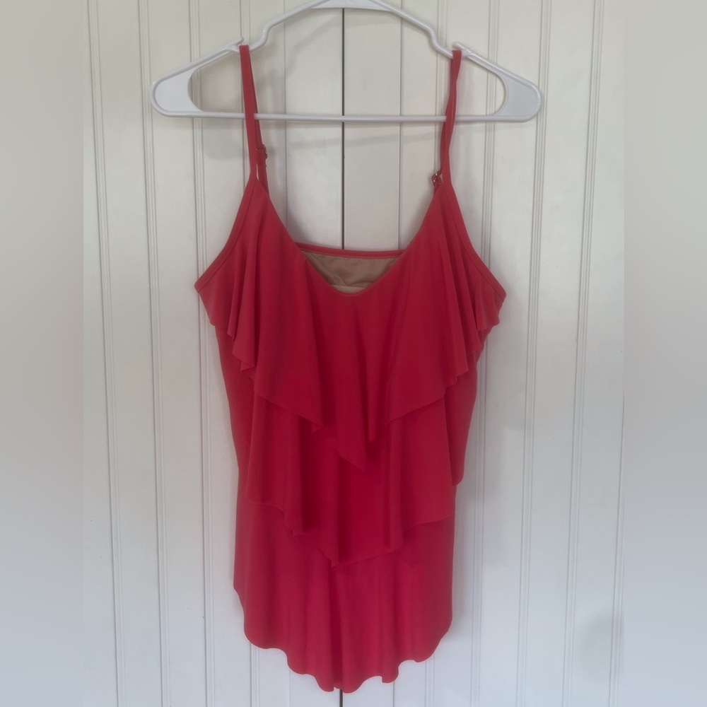 Magicsuit Solid Tankini Top Pink Size 14